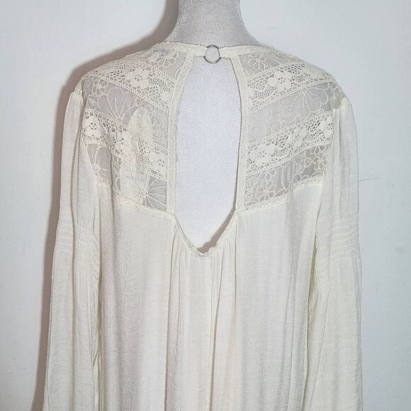 J. Gee Cream Boho Mini Dress NWT Size Large Ivory Lace Shift Style Boho Dress - Picture 8 of 14